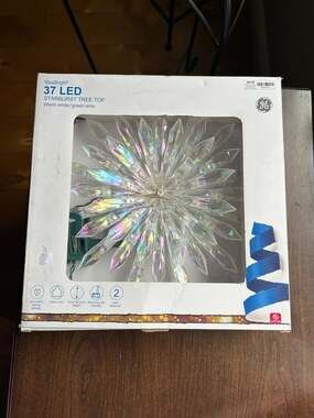 GE 37 LED Dual Color Starburst Christmas Tree Topper 8-Function Green Wired NEW